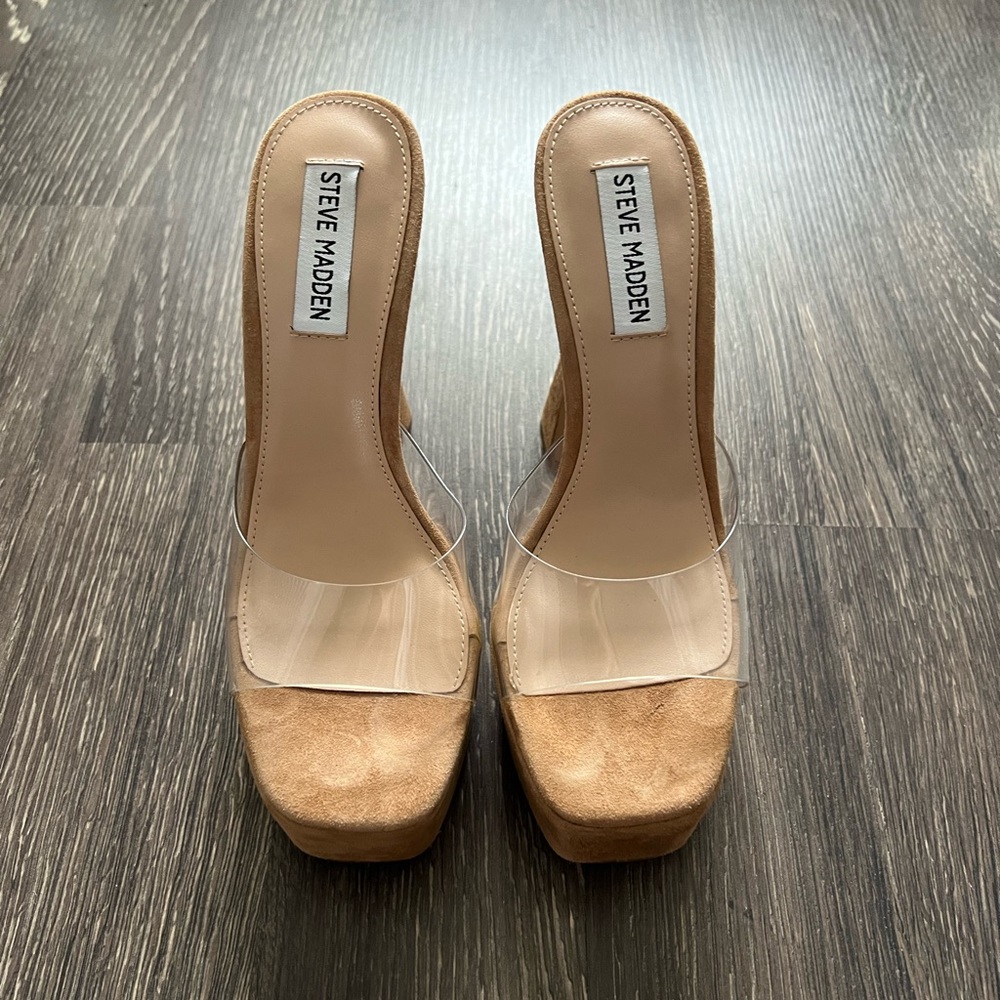 Steve Madden suede clear platform heels
